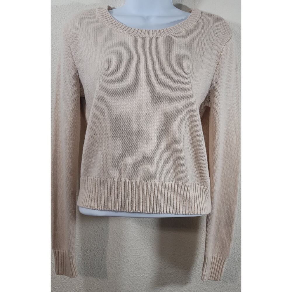 Divided Pink Cropped Crew Neck Long Sleeve Sweater Small Lightweight Soft Cozy